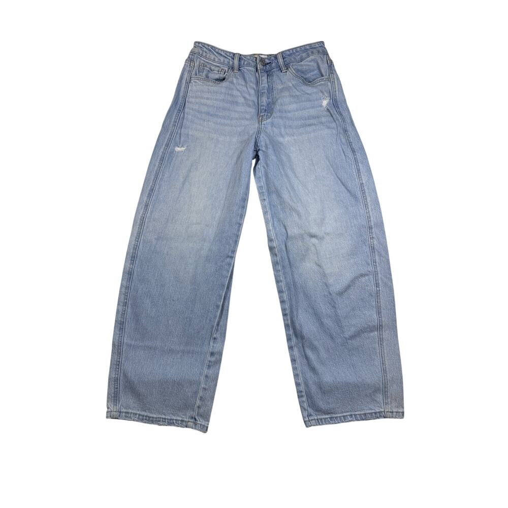 Vervet Billie Jeans Women 27 Light Wash High Rise Barrel Leg Distressed T6873